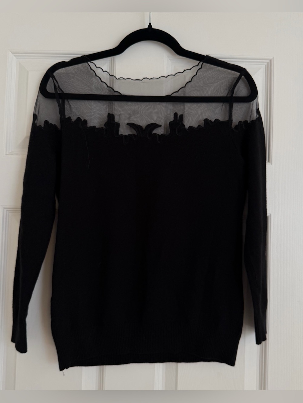 StyleWe Black Sheer Mesh Illusion Knit Sweater Top XL